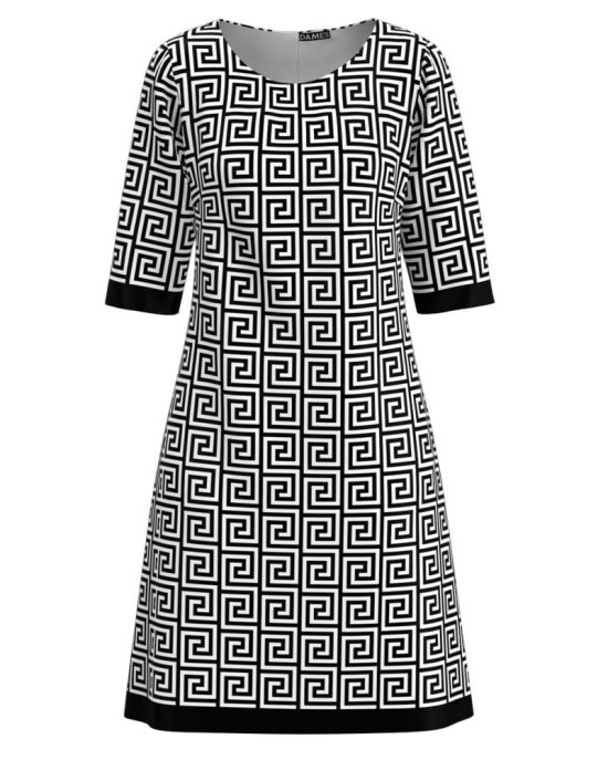 Rochie casual imprimata in nuante alb negru CMD3548