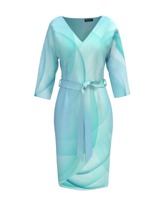 Rochie casual imprimata in nuante de bleu CMD3753