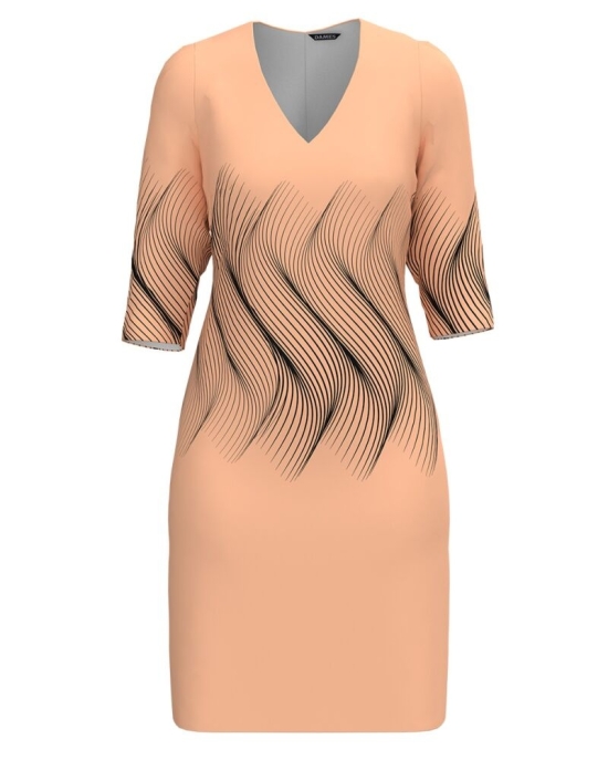 Rochie casual Peach Fuzz cu decolteu in V imprimata grafic CMD4992