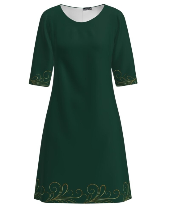 Rochie casual verde imprimata cu model floral CMD3486