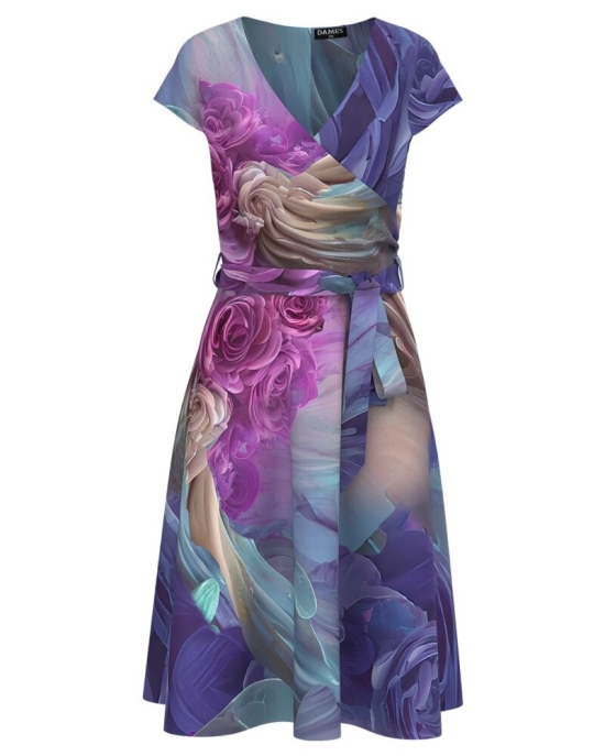 Rochie de vara cu maneca scurta imprimata cu model floral