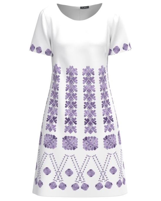 Rochie de vara cu maneca scurta imprimata cu model traditional CMD4593
