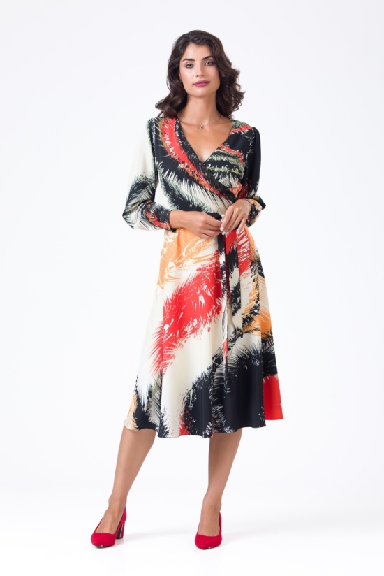 Rochie eleganta cu maneca lunga imprimata multicolor AW24