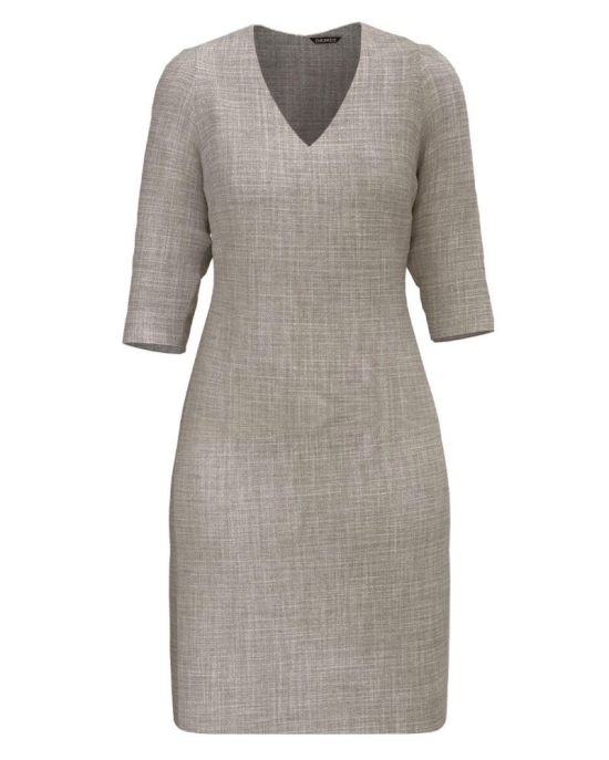 Rochie office bej nisipiu cu decolteu in V CMD4583