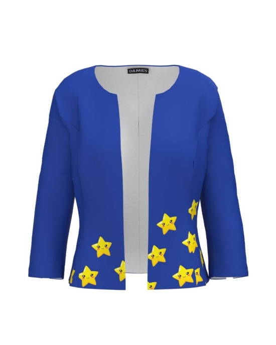 Sacou albastru cambrat imprimat Stelute CMD4461