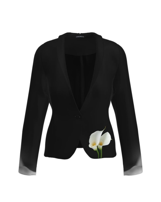 Sacou negru cambrat imprimat Cale CMD1558