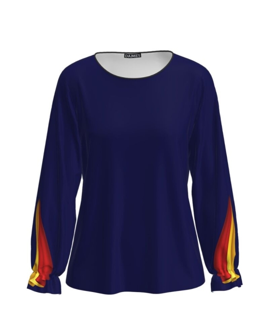 Bluza albastra imprimata cu model Tricolor CMD3561
