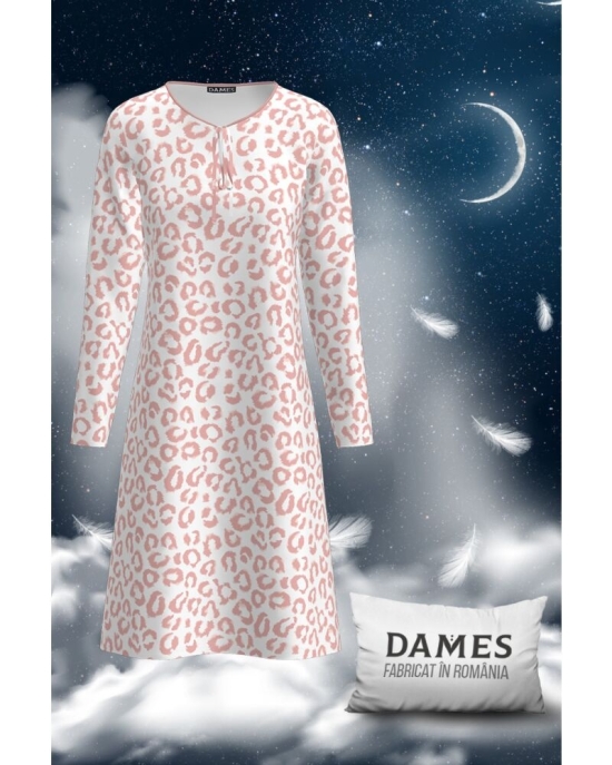 Camasa de noapte alba cu model imprimat animal print CMD1916
