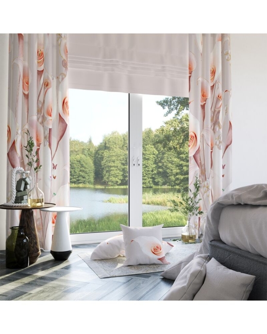 Draperie din satin imprimata cu model Cale CMD1885