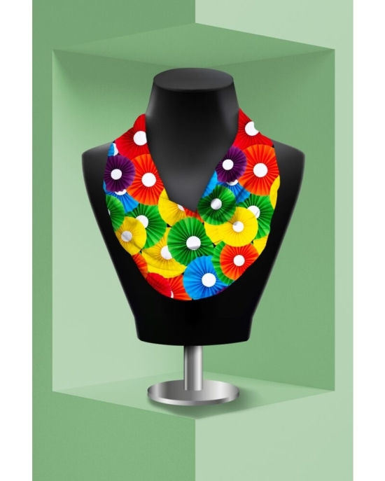 Esarfa circulara din catifea imprimata cu model multicolor CMD3322