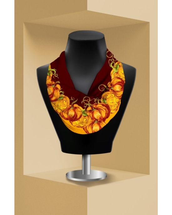Esarfa circulara din catifea imprimata cu model Pumpkins CMD3420