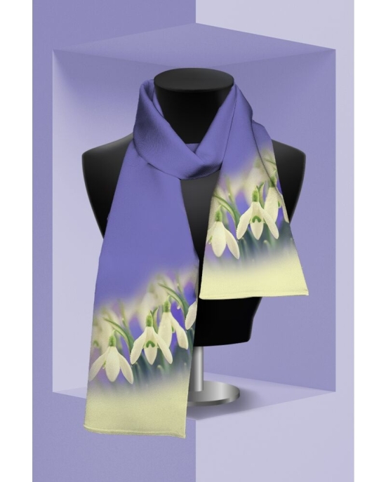 Esarfa subtire violet imprimata cu model Ghiocei CMD2077