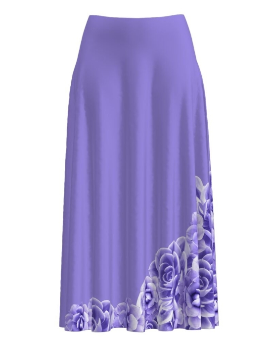 Fusta clos violet imprimata cu model floral CMD1978