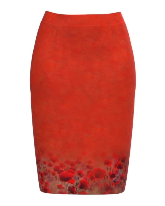 Fusta conica imprimata cu model floral Maci CMD965