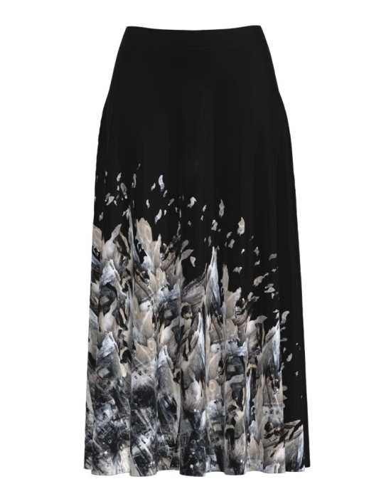 Fusta neagra lunga cu imprimeu abstract CMD1323