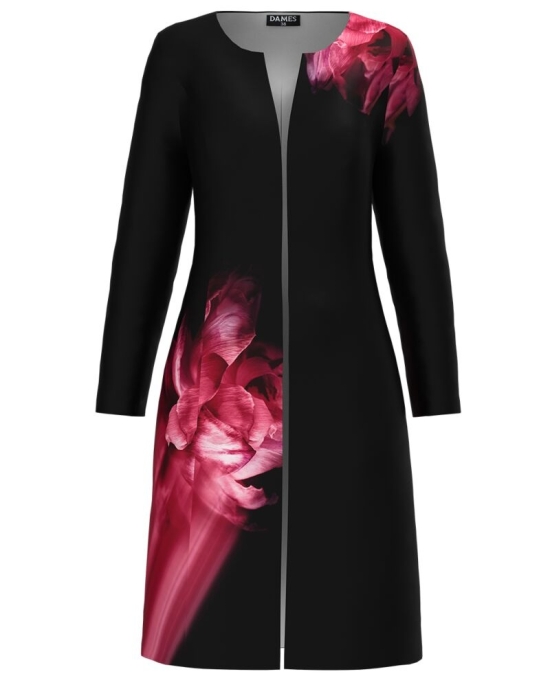 Jacheta de dama lunga imprimata cu model floral CMD3952
