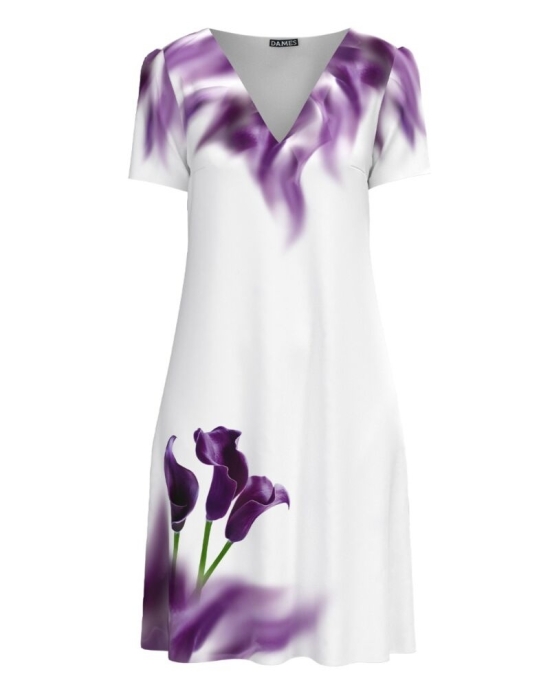 Rochie alba casual de vara imprimată Cale CMD4298