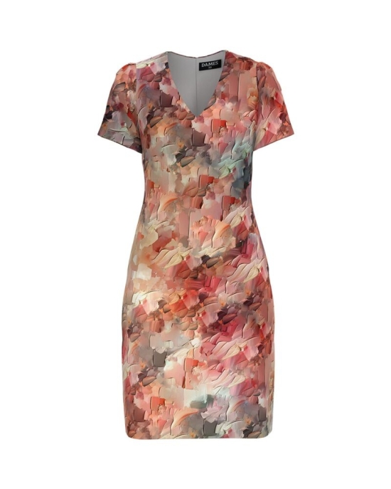 Rochie casual cu decolteu in V imprimata multicolor SS24