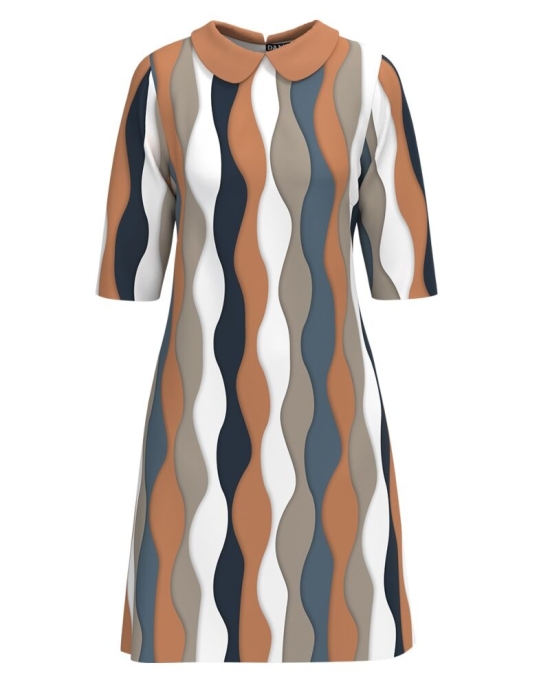 Rochie casual cu guler imprimata cu model multicolor CMD4634