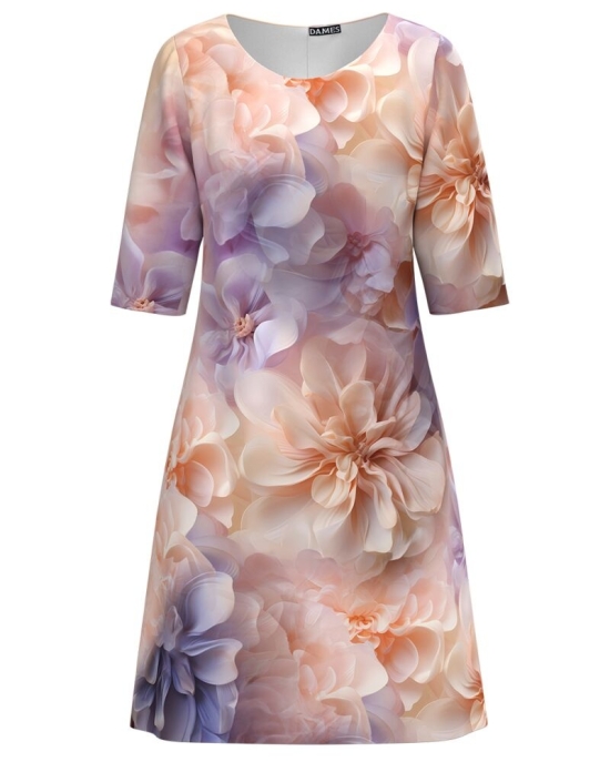 Rochie casual imprimata cu model floral Peach Fuzz CMD5003