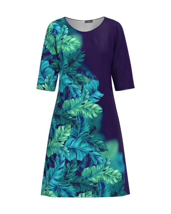 Rochie casual imprimata cu model frunze CMD4173