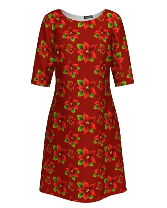 Rochie casual imprimata Floarea Craciunului CMD324