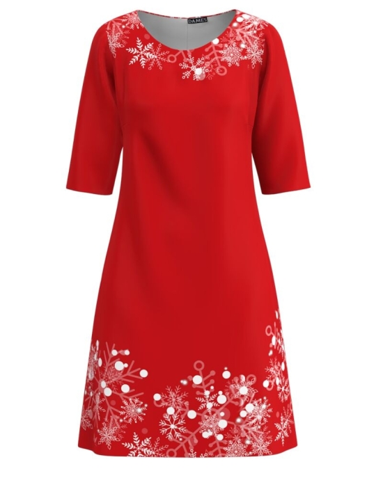 Rochie casual rosie imprimata stelute de gheata CMD3452