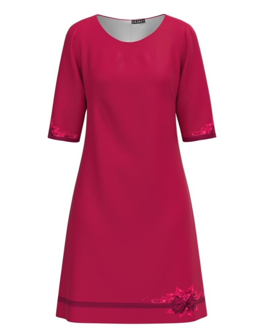 Rochie casual Viva Magenta cu imprimeu fundite CMD3691