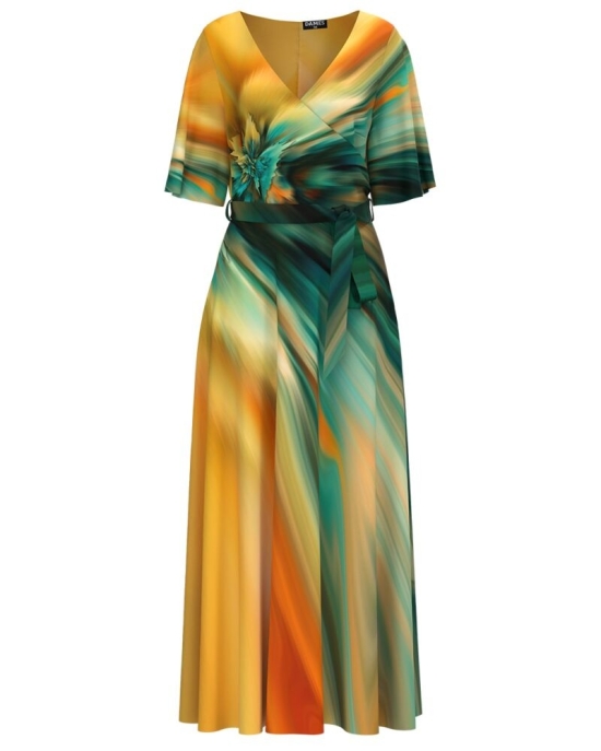 Rochie de seara lunga imprimata digital multicolora CMD1034