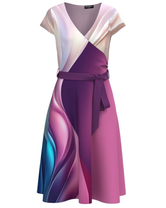 Rochie de vara cu maneca scurta imprimata multicolor