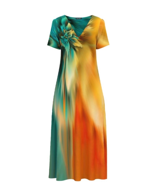 Rochie de vara lunga cu buzunare imprimata digital Multicolora CMD920