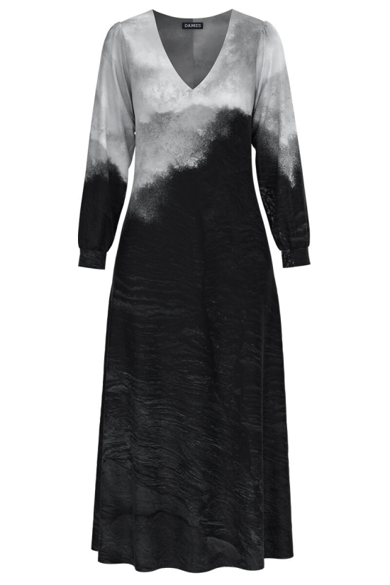 Rochie eleganta cu maneca lunga imprimata in doua culori CMD1334