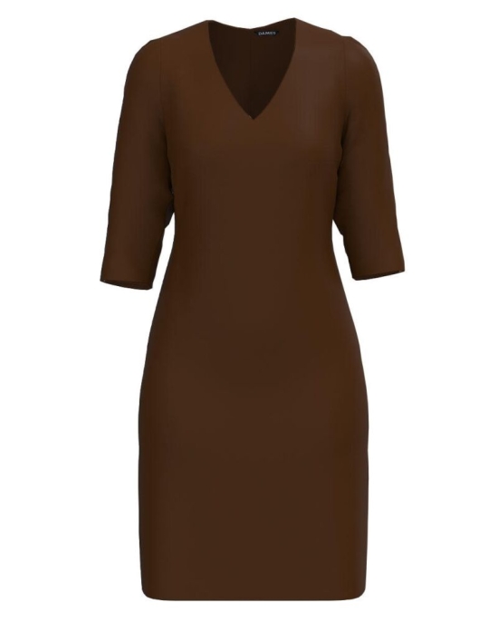 Rochie office maro cu decolteu in V CMD4584