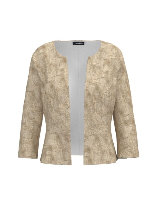 Sacou cambrat imprimat in nuante de bej CMD3713