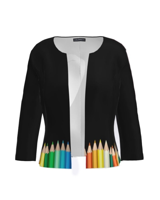 Sacou negru cambrat imprimat Creioane Colorate CMD4604
