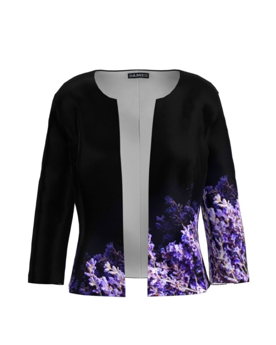 Sacou negru cambrat imprimat Lavanda CMD1201
