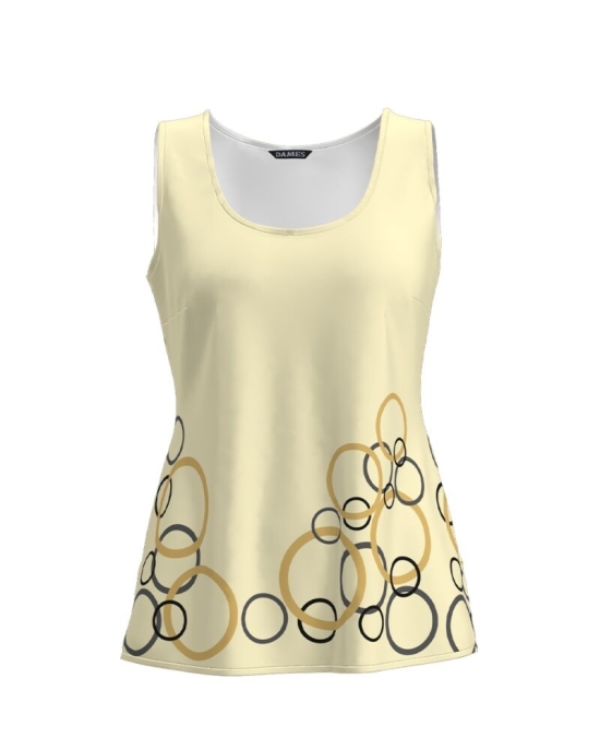 Top casual bej imprimat cu model cercuri CMD2580