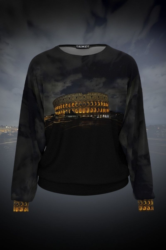 Bluza din catifea tip hanorac imprimata Colosseum SS25