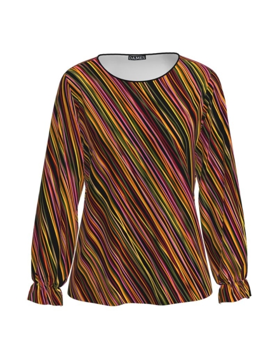 Bluza multicolora cu maneca lunga imprimata digital CMD1798