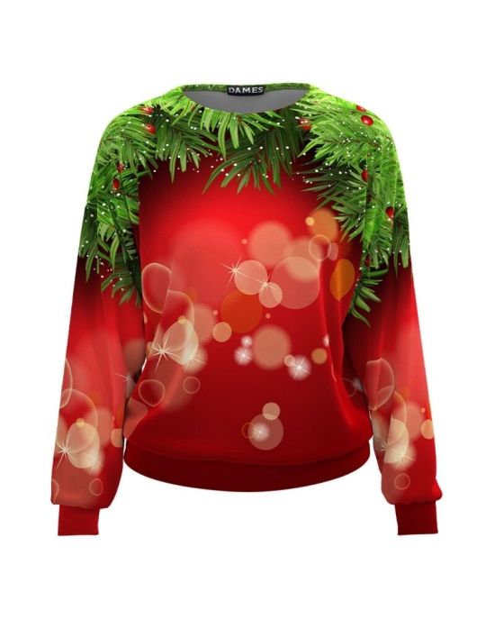 Bluza multicolora tip hanorac din catifea cu imprimeu de Craciun CMD1641