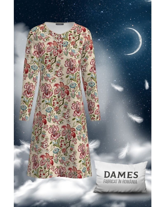 Camasa de noapte imprimata cu model floral multicolor CMD1896
