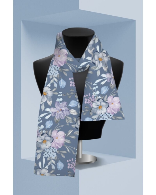Esarfa subtire albastra imprimata cu model Floral CMD2114