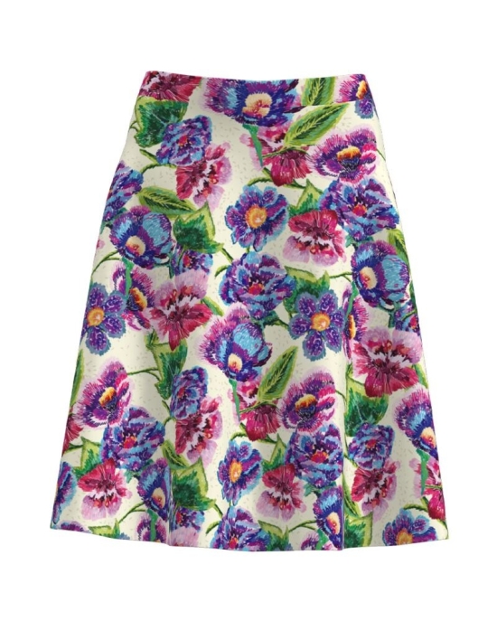 Fusta clos imprimata cu model floral multicolor CMD1614