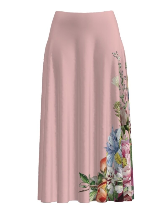 Fusta clos roz imprimata cu model floral CMD2275