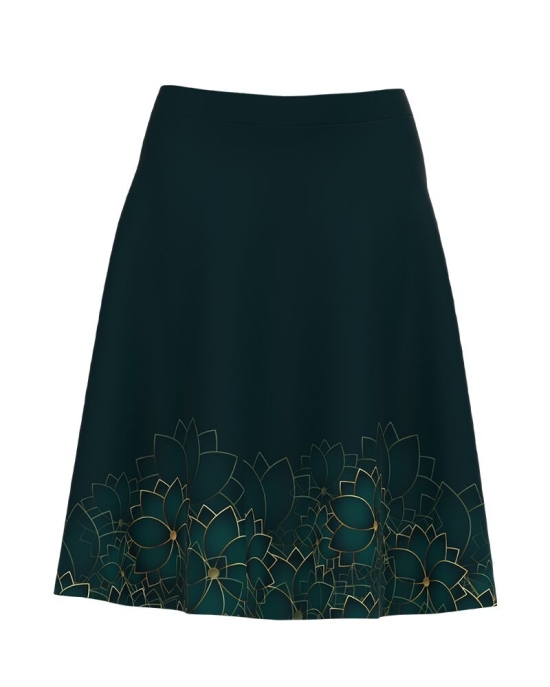 Fusta clos verde imprimata cu model floral CMD2135