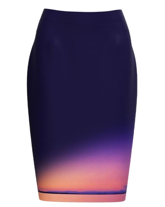 Fusta conica Digital Lavander imprimata cu model in degrade CMD3108