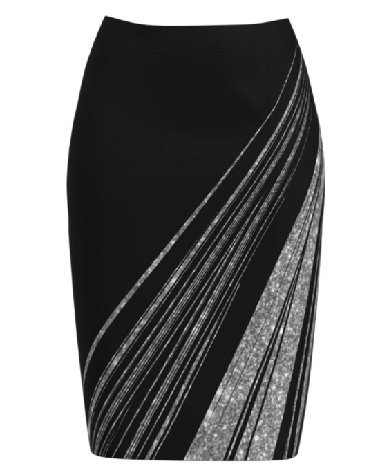 Fusta conica neagra imprimata cu model abstract CMD4205