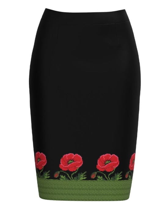 Fusta conica neagra imprimata cu model Maci CMD4949