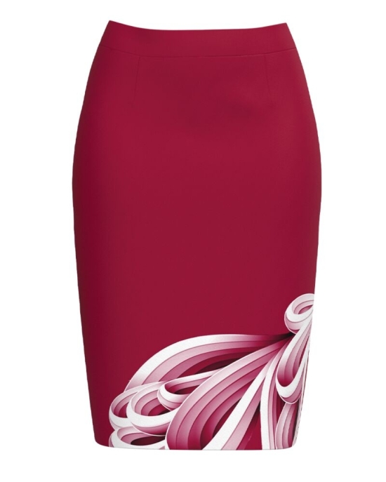 Fusta conica Viva Magenta imprimata cu model in contrast CMD4229