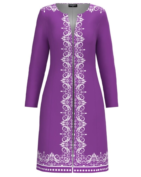 Jacheta de dama purple lunga imprimata cu model Floral CMD2033